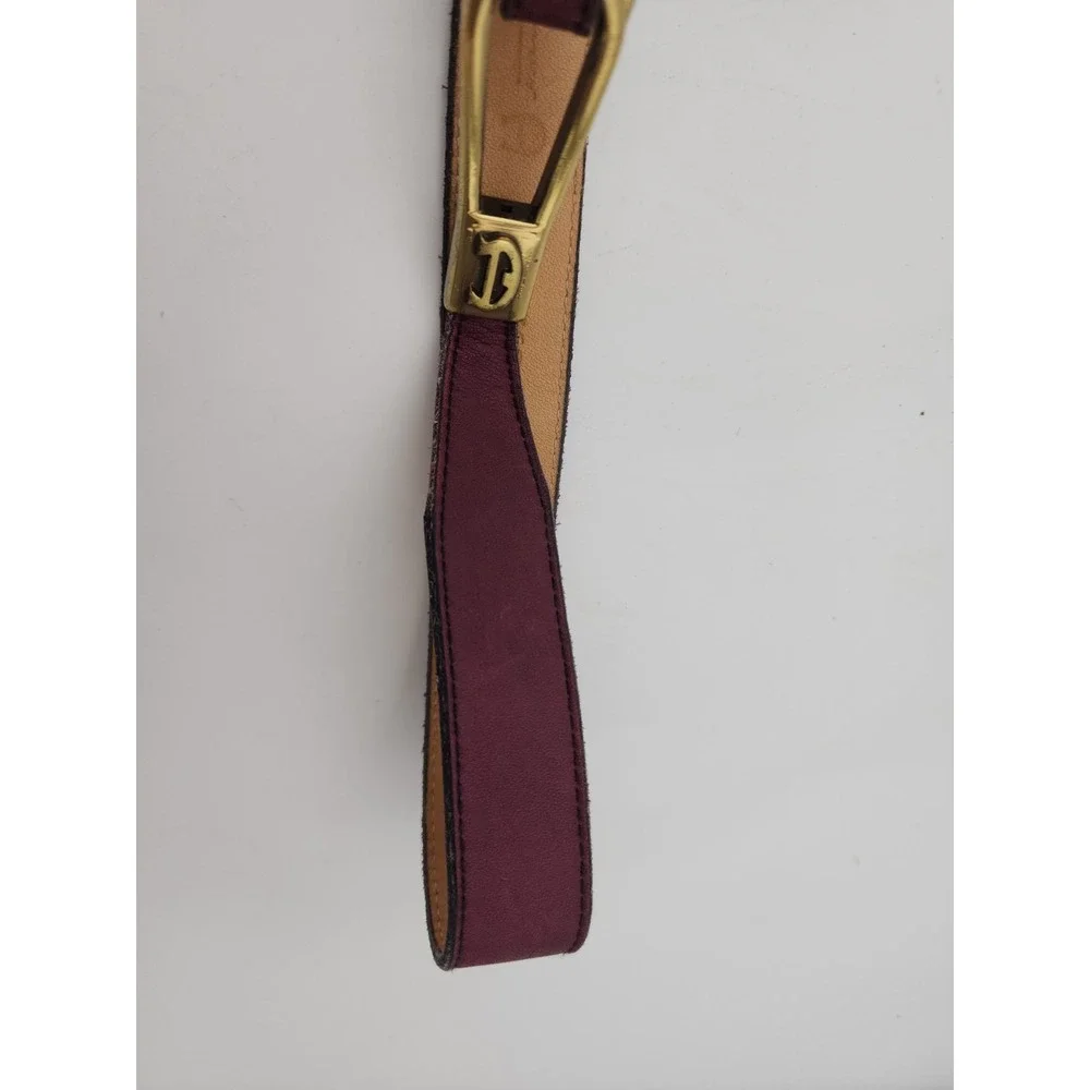 Vtg Etienne Aigner Oxblood Leather Slidelock Skinny Belt Sz 26